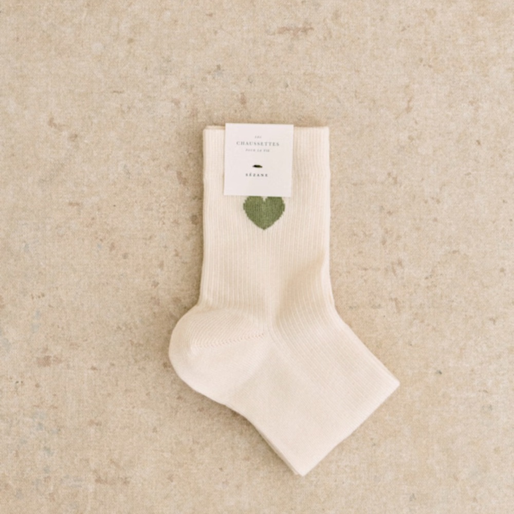 Sezane green heart socks